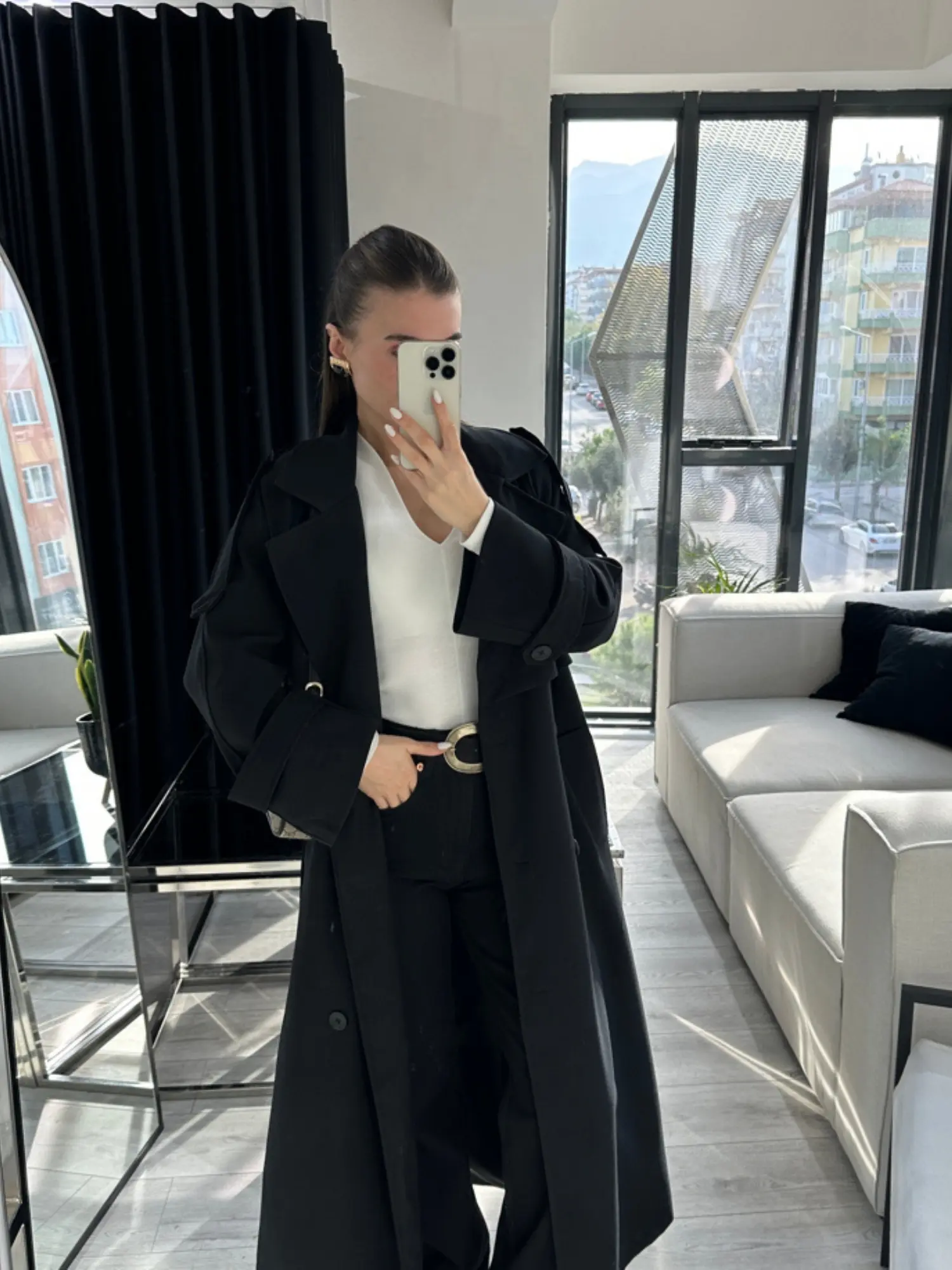 SİYAH UZUN BOY PREMİUM TRENCHCOAT