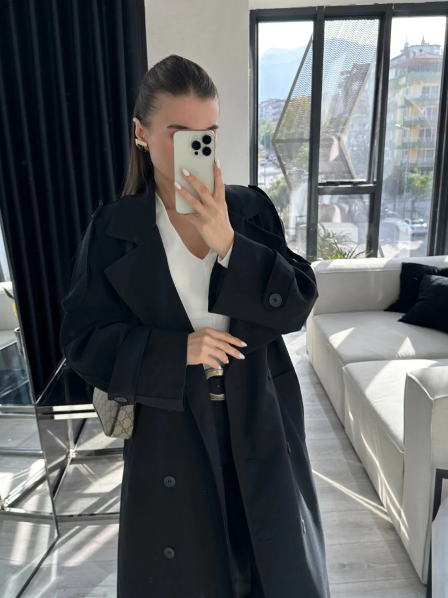 SİYAH UZUN BOY PREMİUM TRENCHCOAT