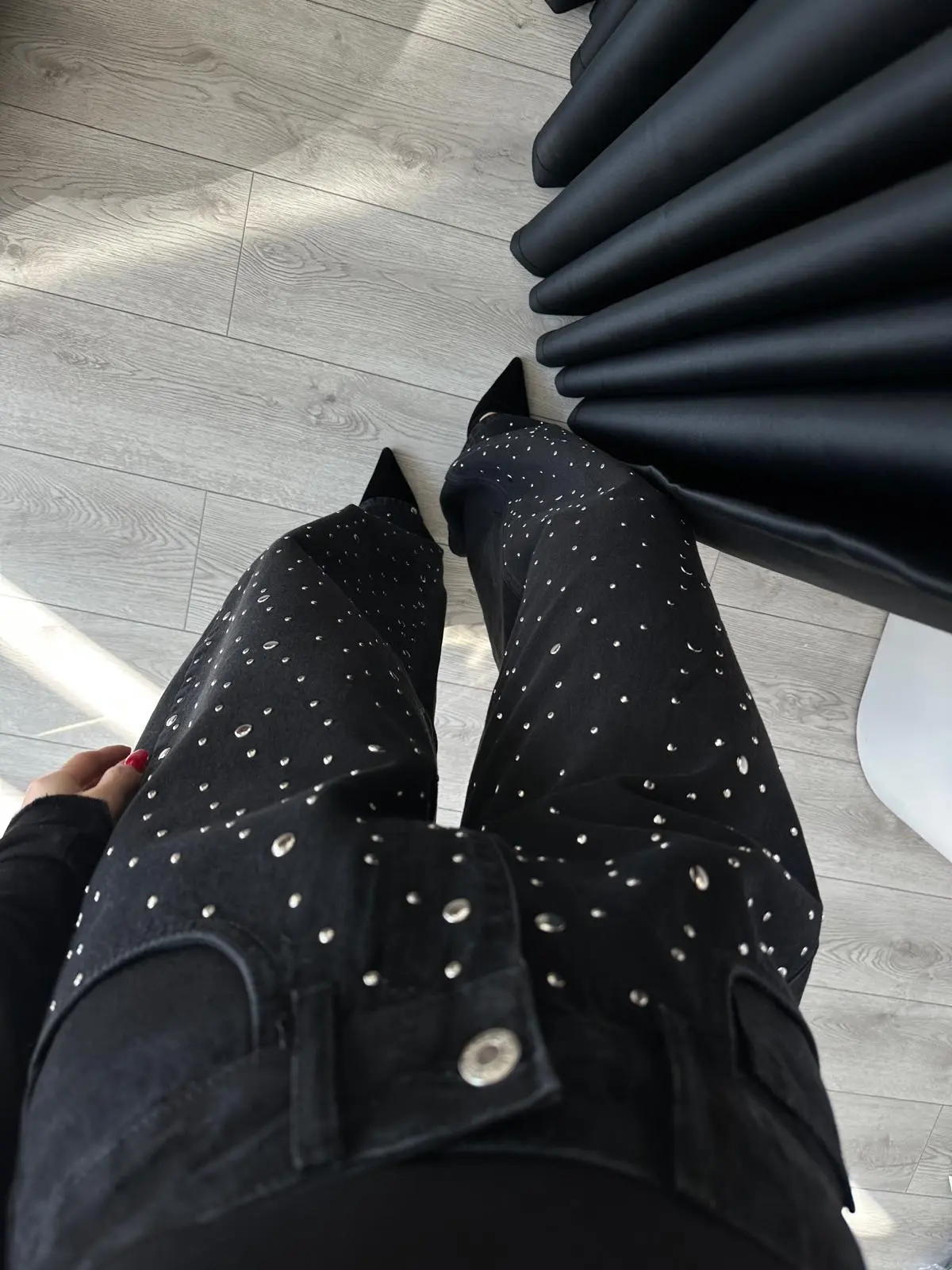 SİYAH DROP DETAYLI BALON JEAN