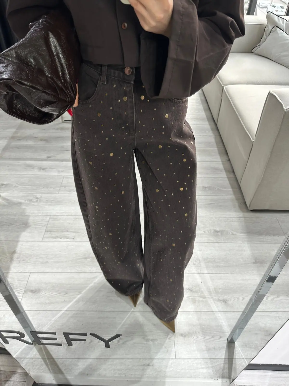 KAHVE DROP DETAYLI BALON JEAN