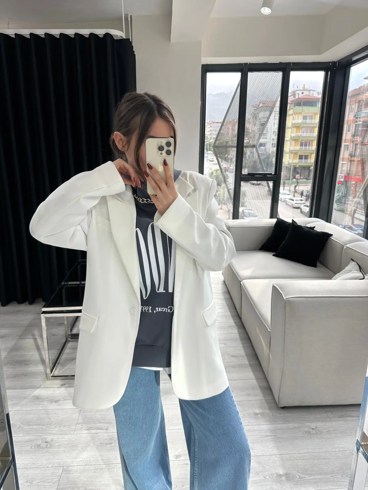 BEYAZ VATKALI BLAZER CEKET