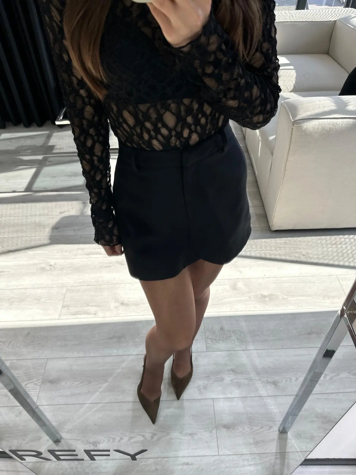 DOUBLE KUMAŞ SİYAH ŞORT ETEK