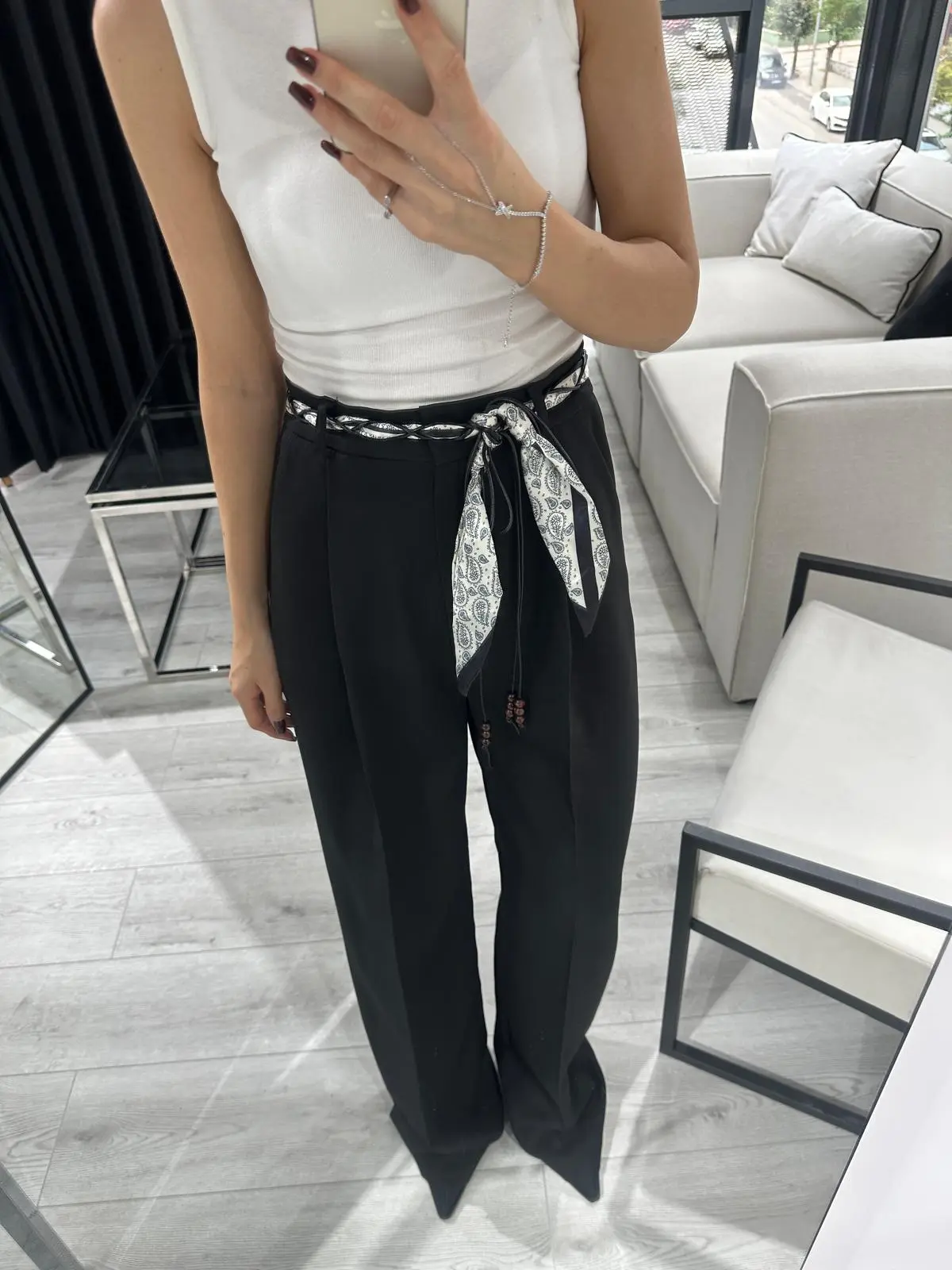 FULAR DETAYLI PALAZZO PANTALON