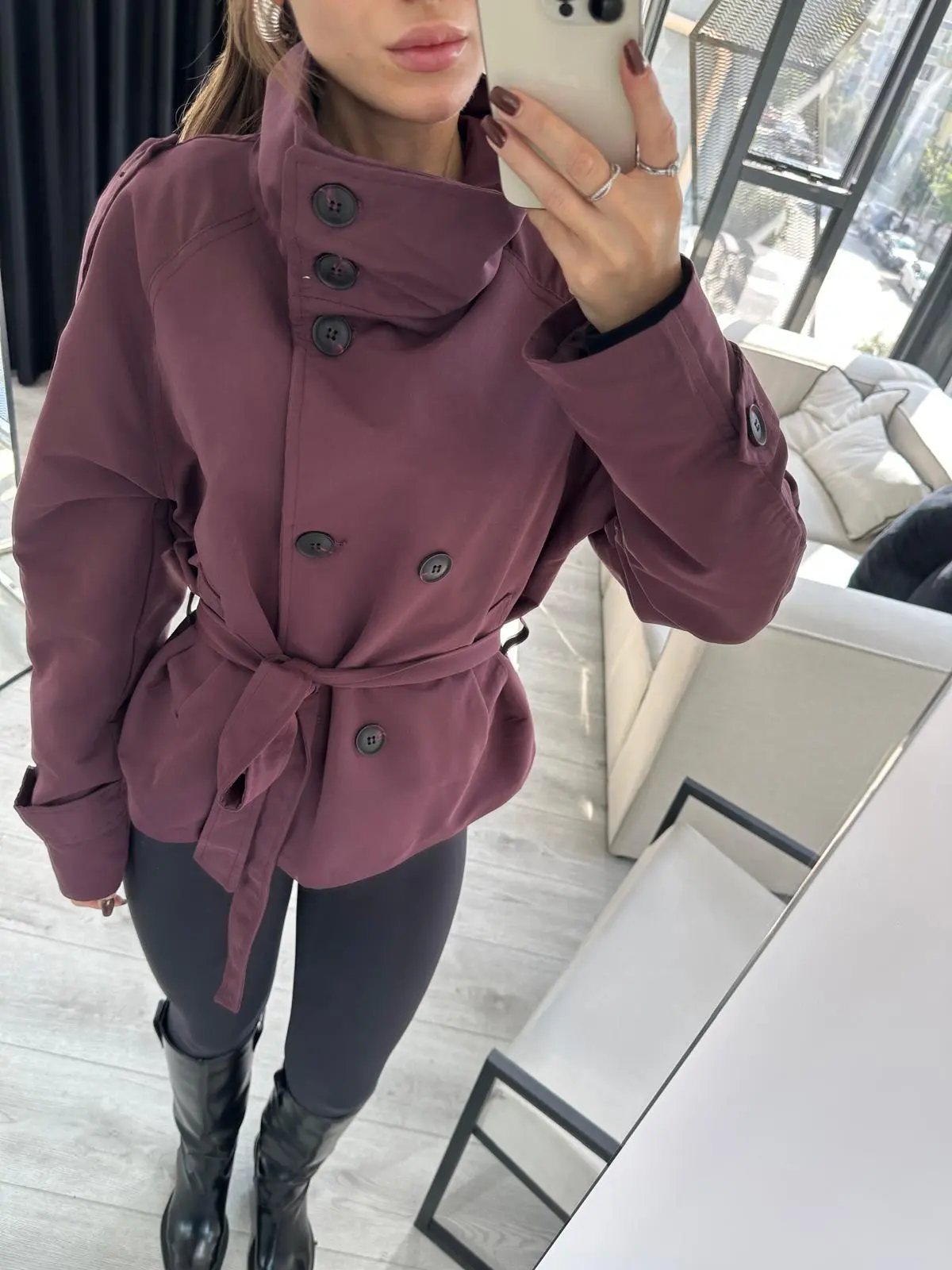 MÜRDÜM KEMERLİ DİK YAKA TRENCHCOAT