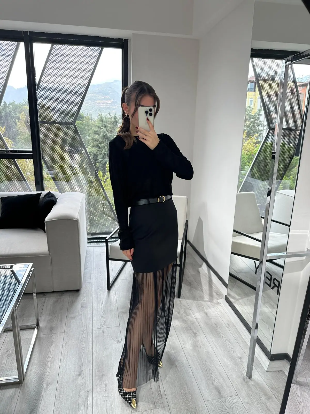 KEMERLİ PİLE TASARIM KUMAŞ ETEK