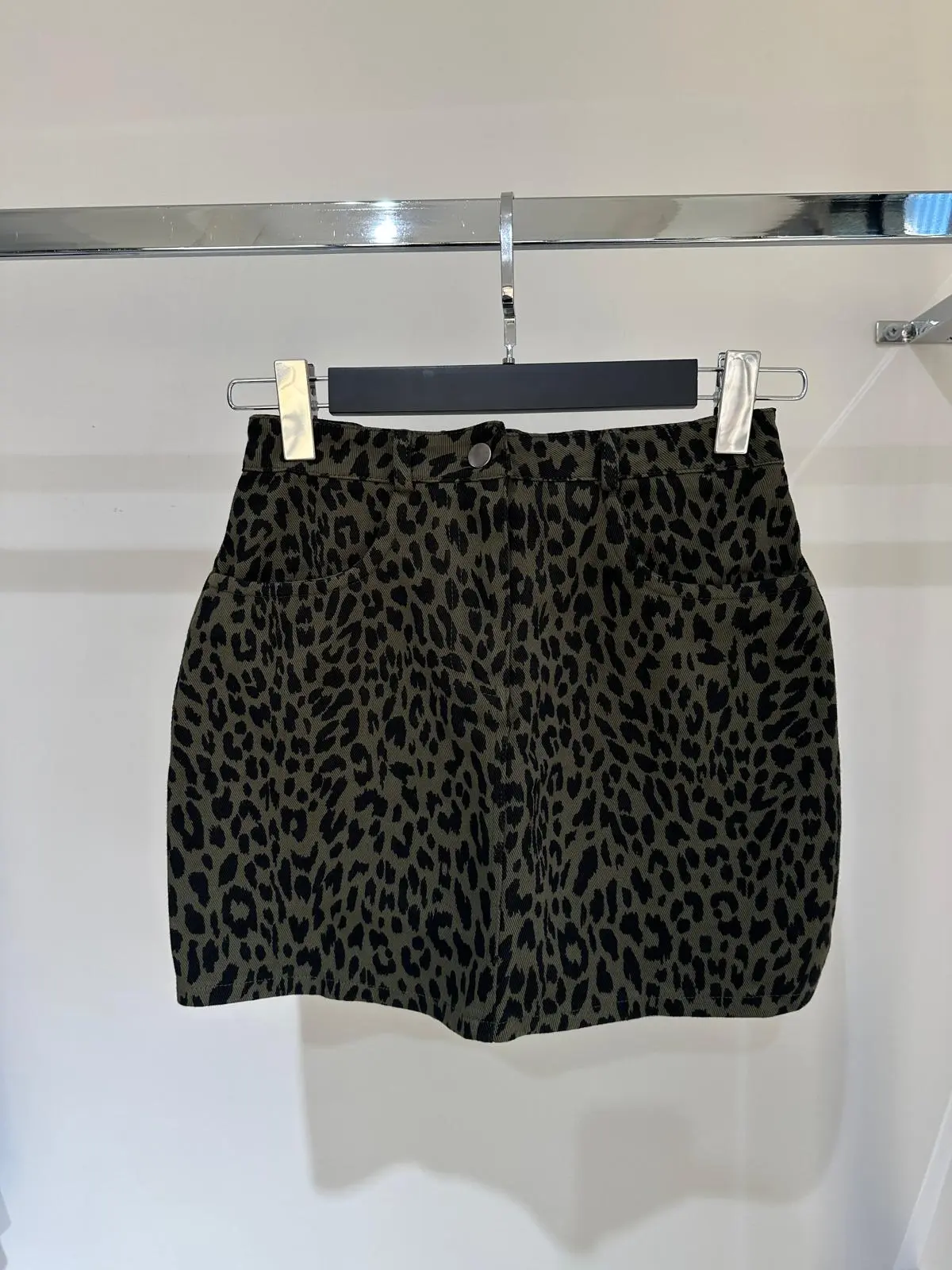 LEOPAR DESEN DENİM  MİNİ ETEK