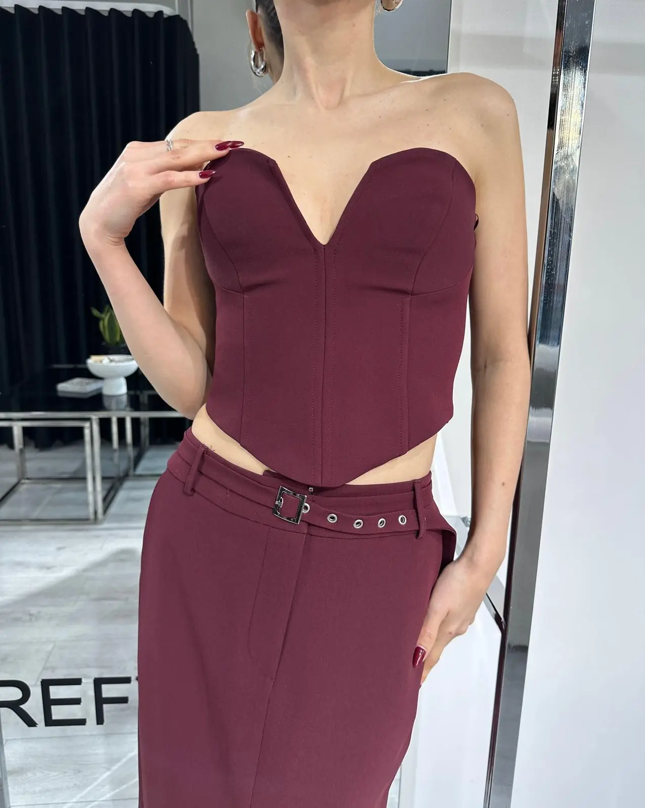 PREMİUM BÜSTİYER ETEK BORDO TAKIM