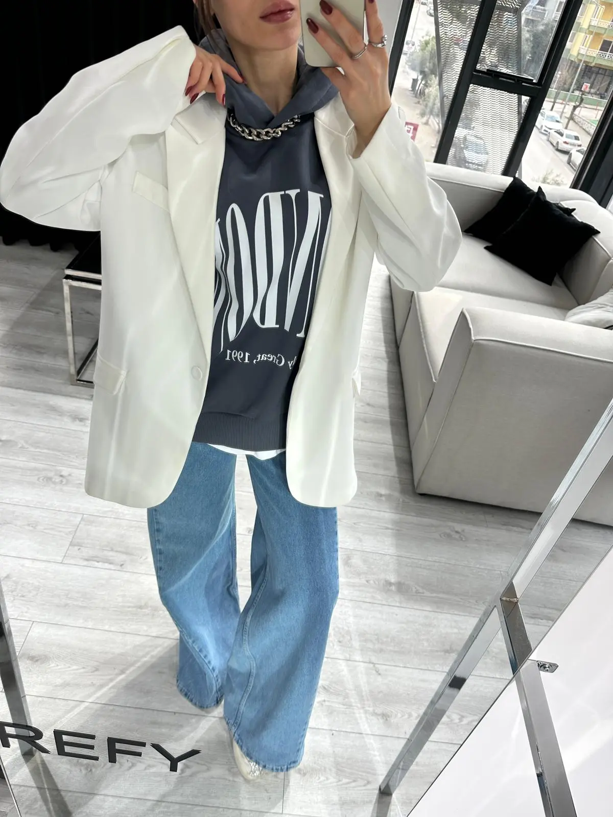 LONDON BASKILI T-SHİRT DETAYLI SWEAT