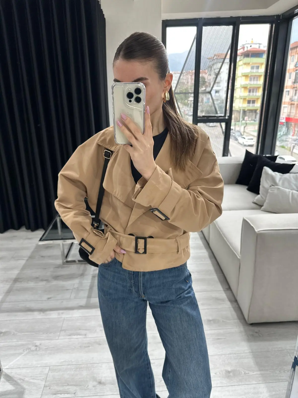 KEMERLİ CAMEL TRENCHCOAT