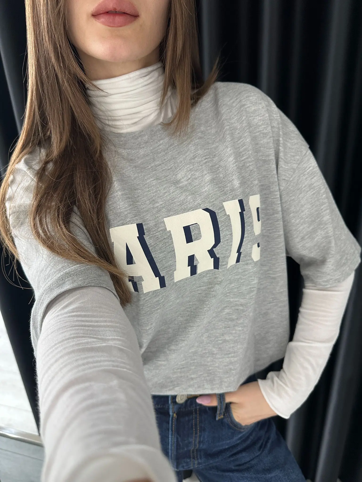 PARİS BASKI GRİ T-SHİRT
