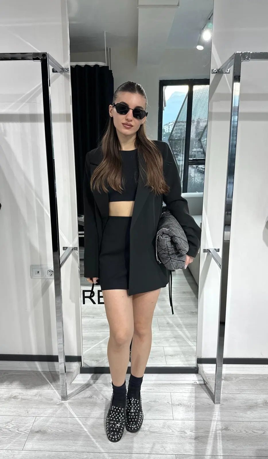 SİYAH MİNİ KUMAŞ ETEK