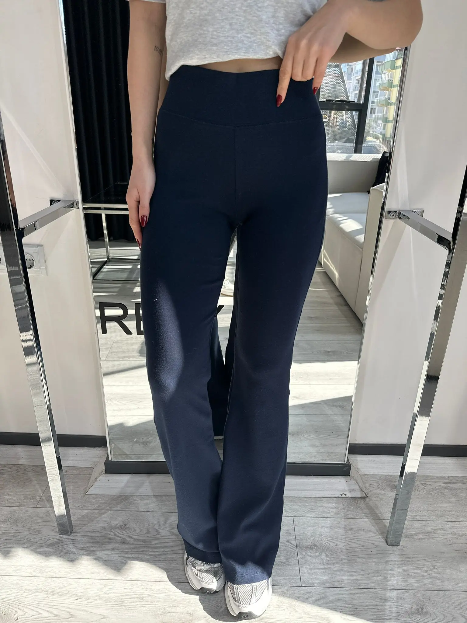 KORSE DETAY LACİVERT TAYT PANTOLON 