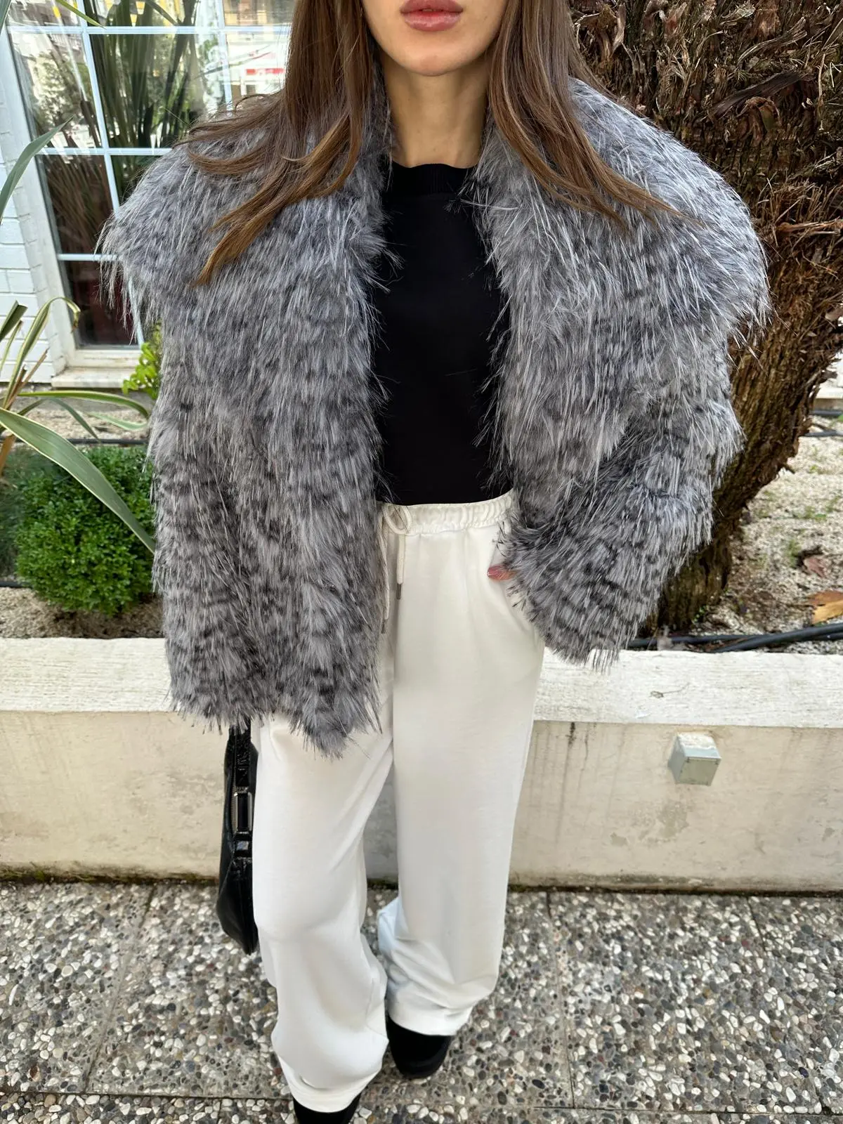 BEYAZ YÜKSEK BEL EŞFOFMAN PANTOLON 