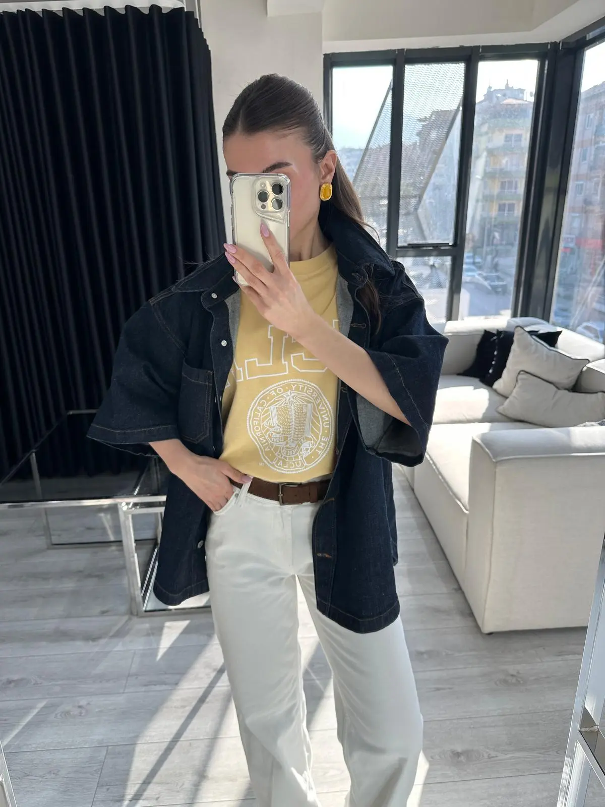 UCLA BASKI SARI T-SHİRT