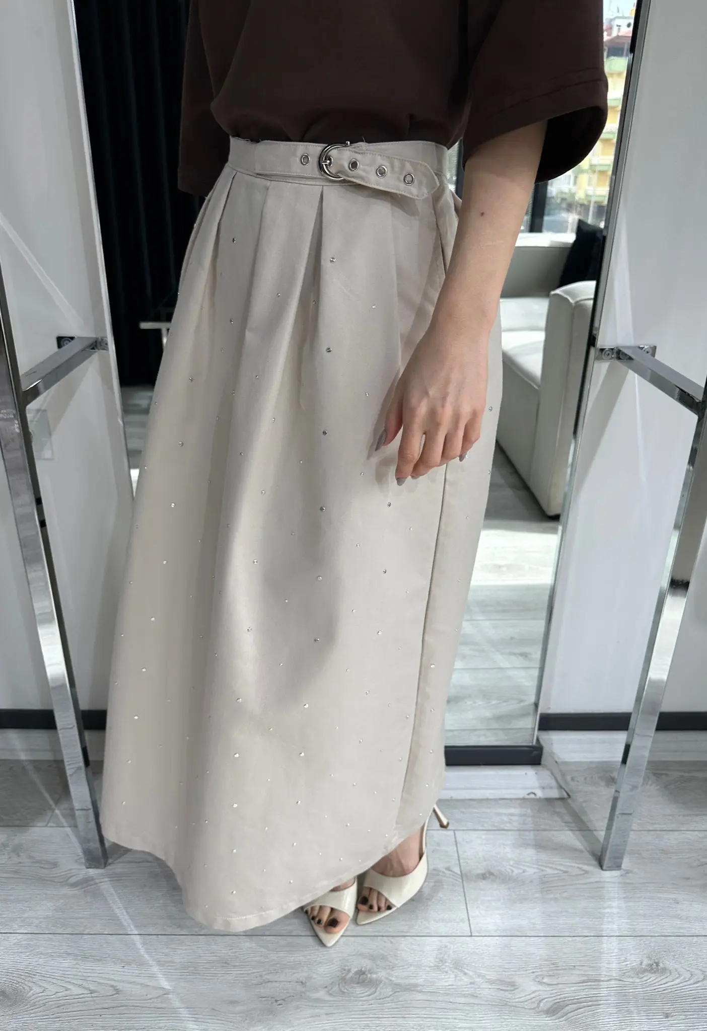 DROP DETAYLI BEJ ETEK