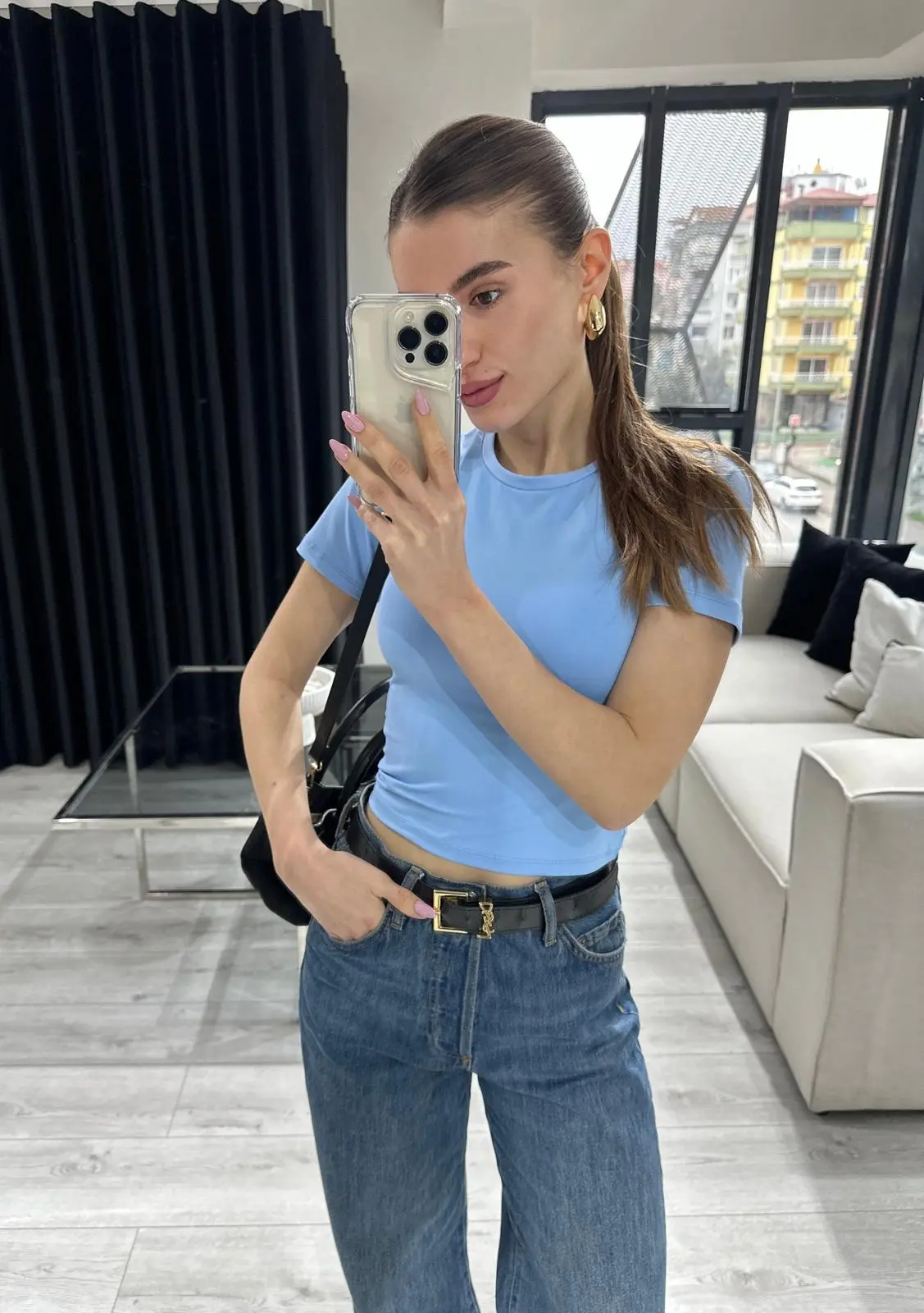 MAVİ KISA KOLLU BİSİKLET YAKA TİŞÖRT