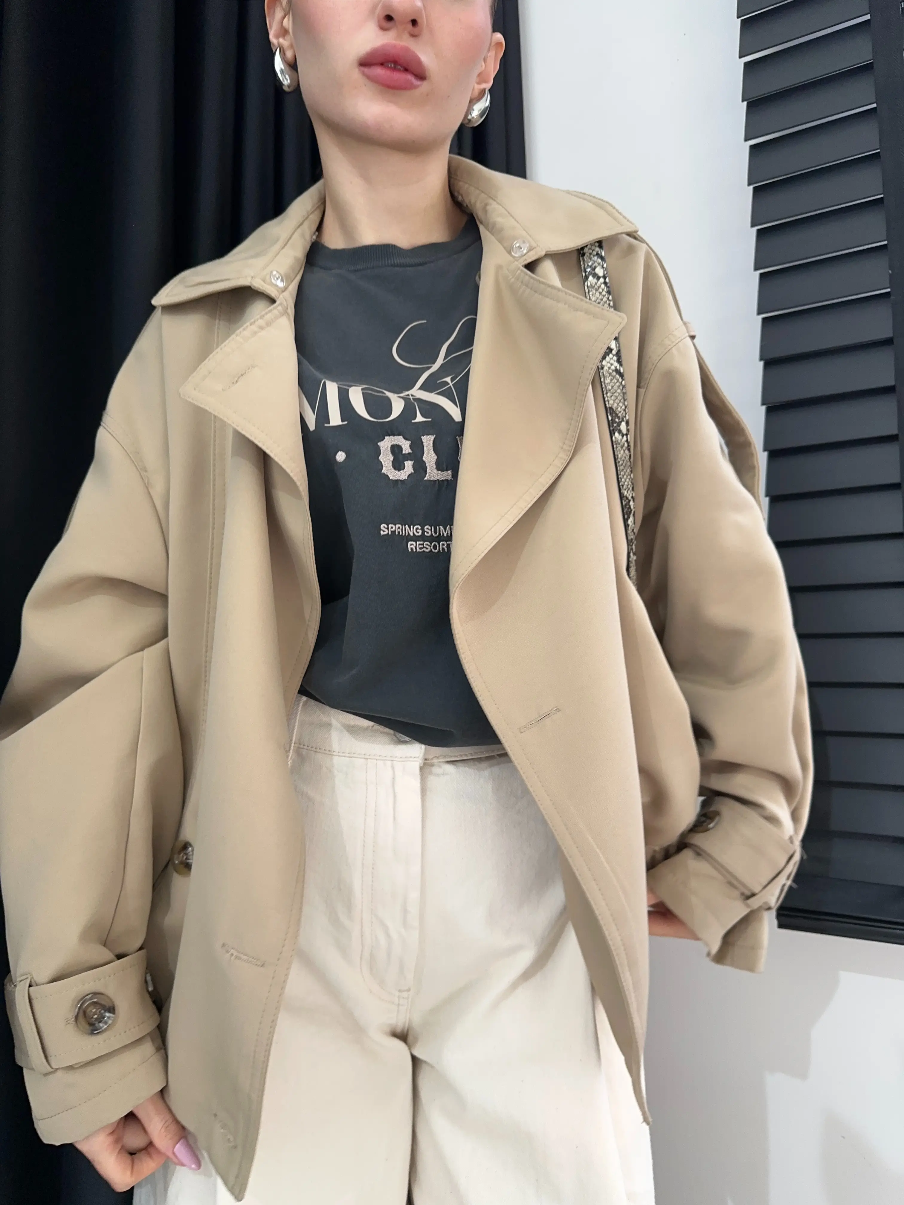 FÜME MONACO YAZILI T-SHİRT