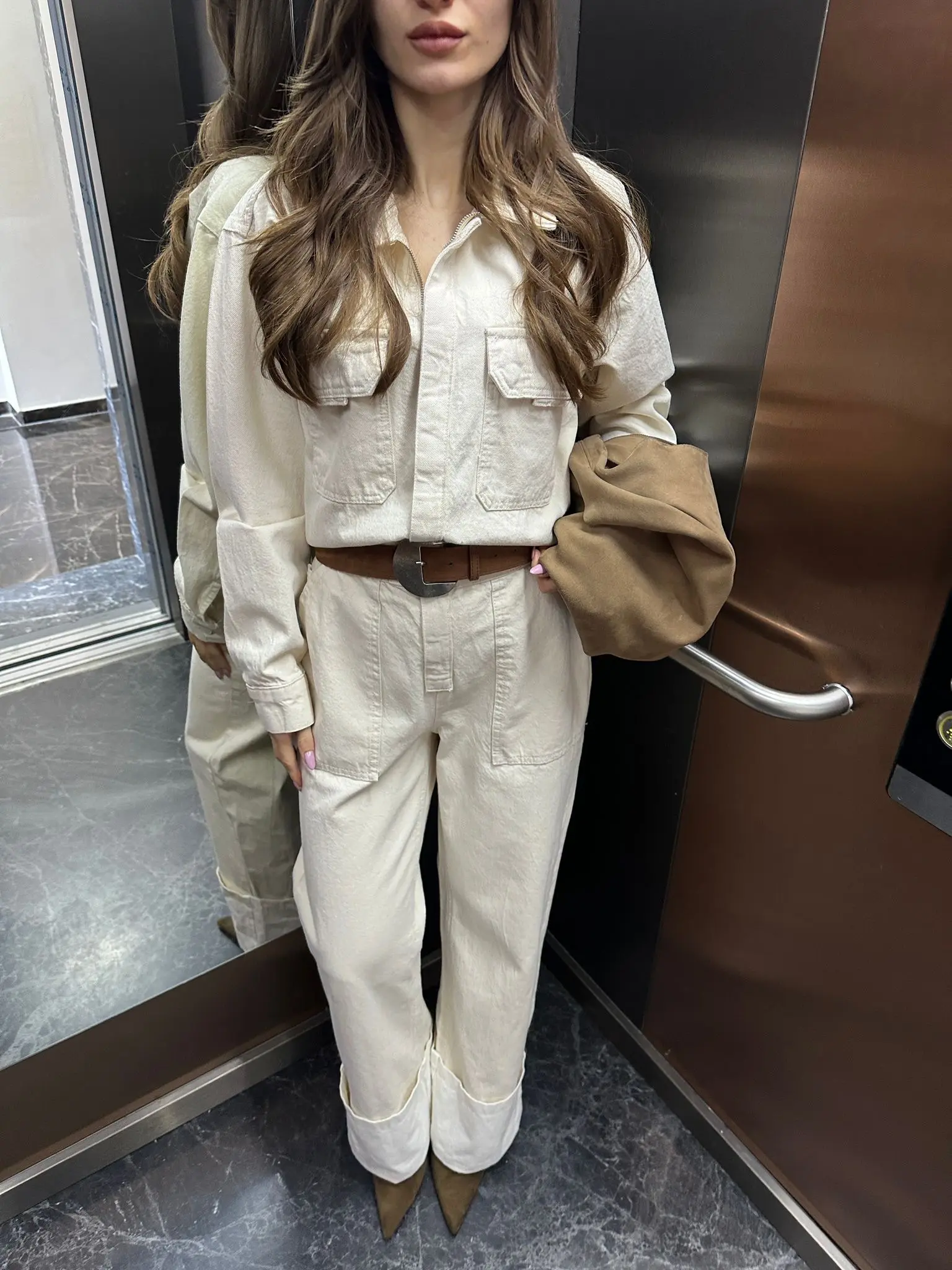 ORJ.MARKA BEJ DENİM TULUM