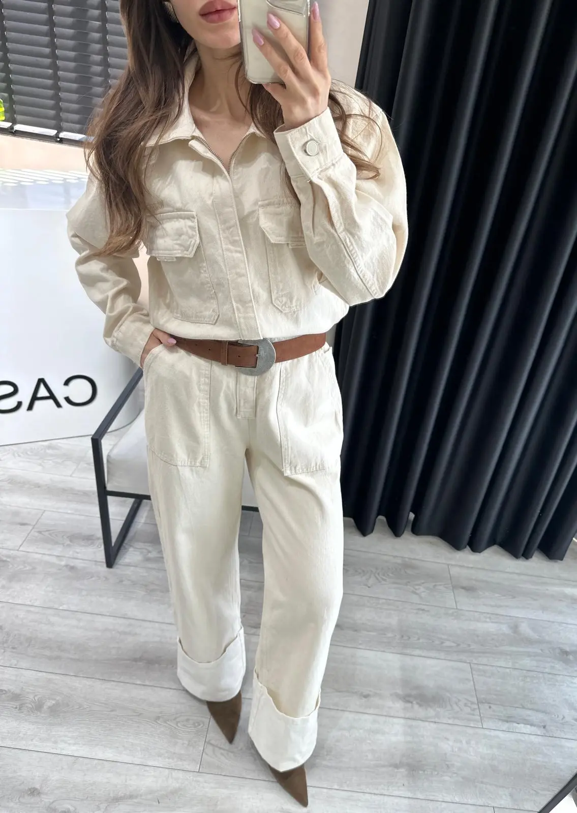 ORJ.MARKA BEJ DENİM TULUM