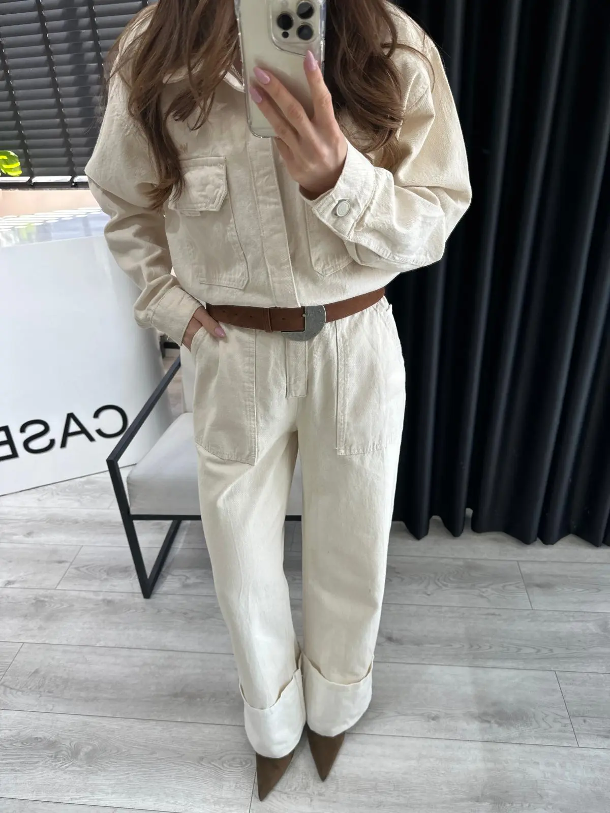 ORJ.MARKA BEJ DENİM TULUM