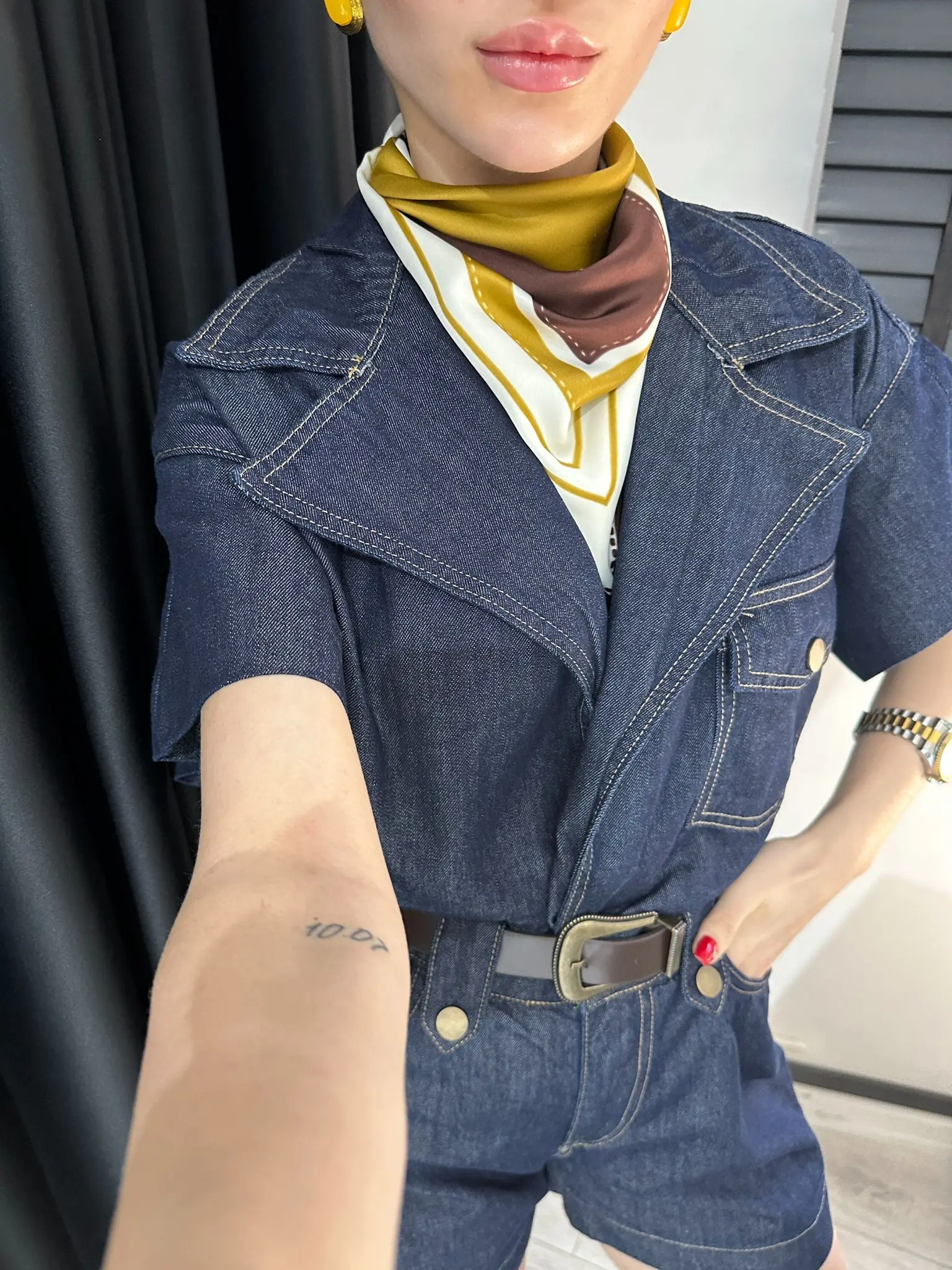 YAĞ YEŞİLİ KAHVE ÇİZGİLİ FULAR