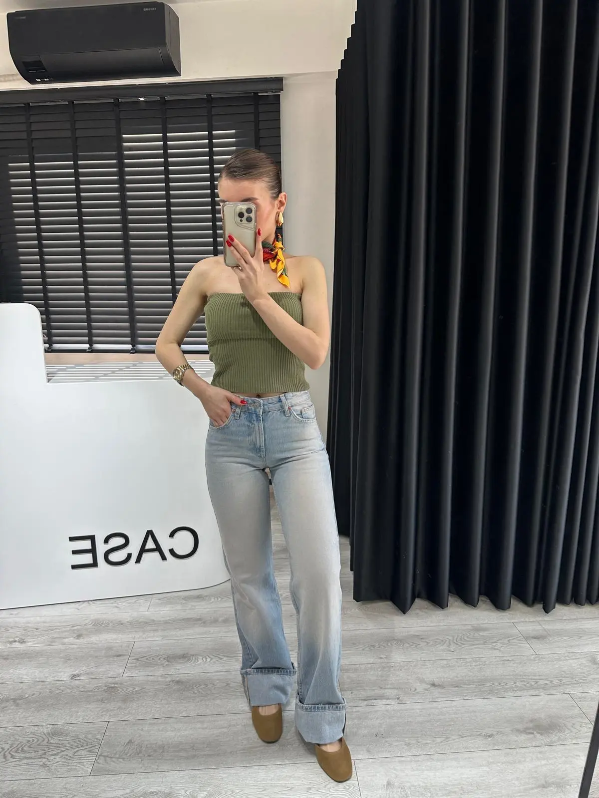 HAKİ STRAPLEZ FİTİLLİ CROP