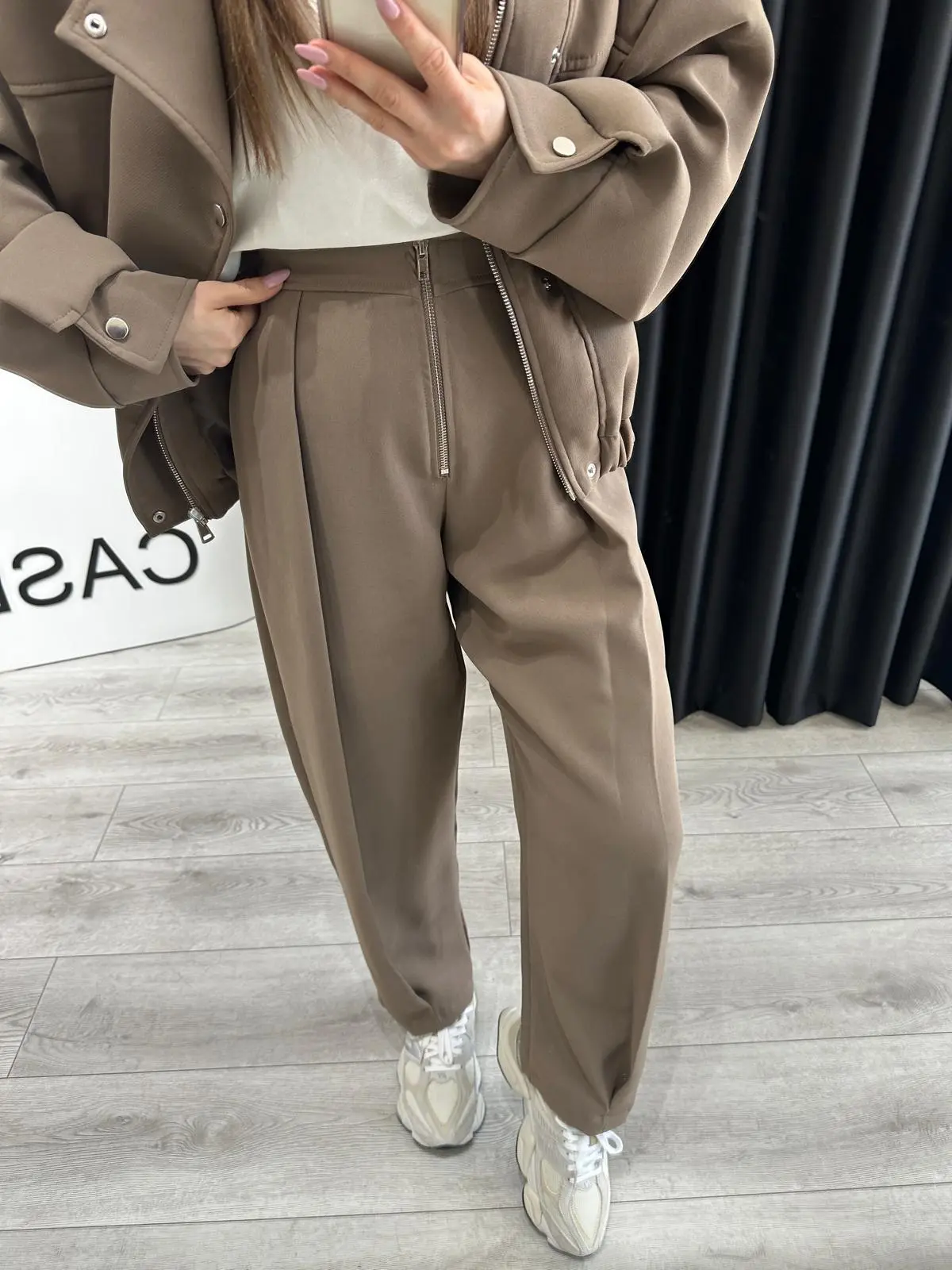 FERMUAR PİLE DETAY PREMİUM VİZON PANTOLON