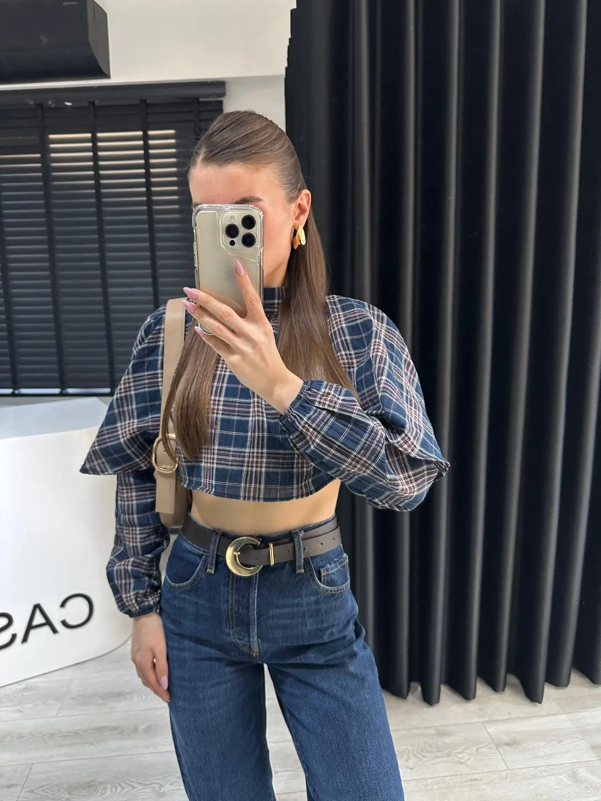 EKOSELİ BELİ LASTİKLİ CROP BLUZ