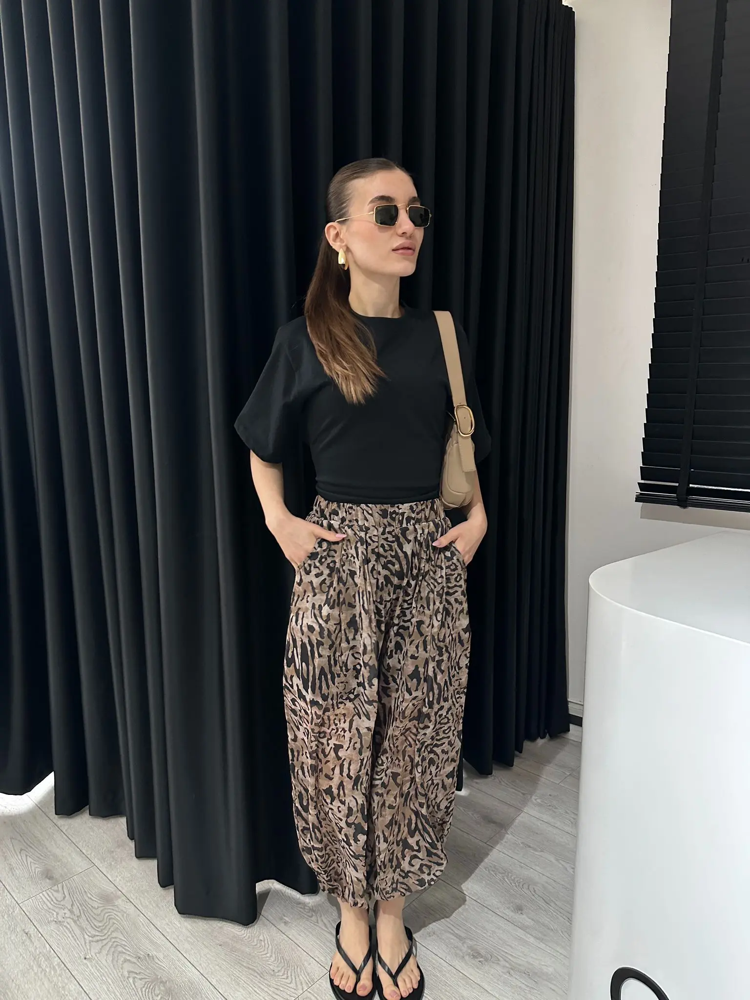 ZEBRA DESEN ŞIFON ŞALVAR PANTOLON