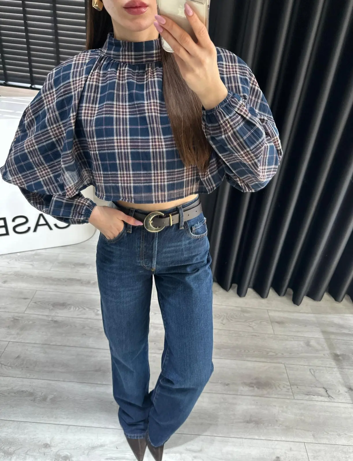 EKOSELİ BELİ LASTİKLİ CROP BLUZ