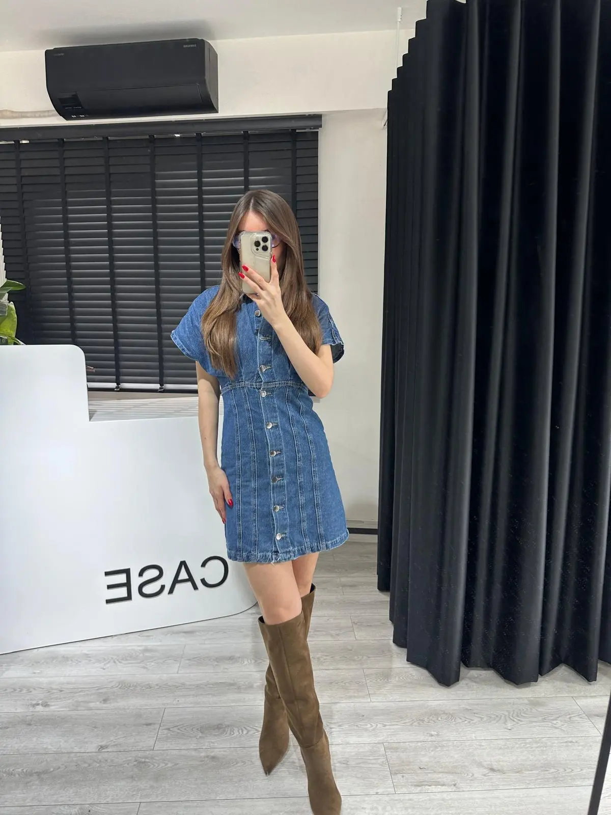 ZR.DENİM DÜĞMELİ ELBİSE