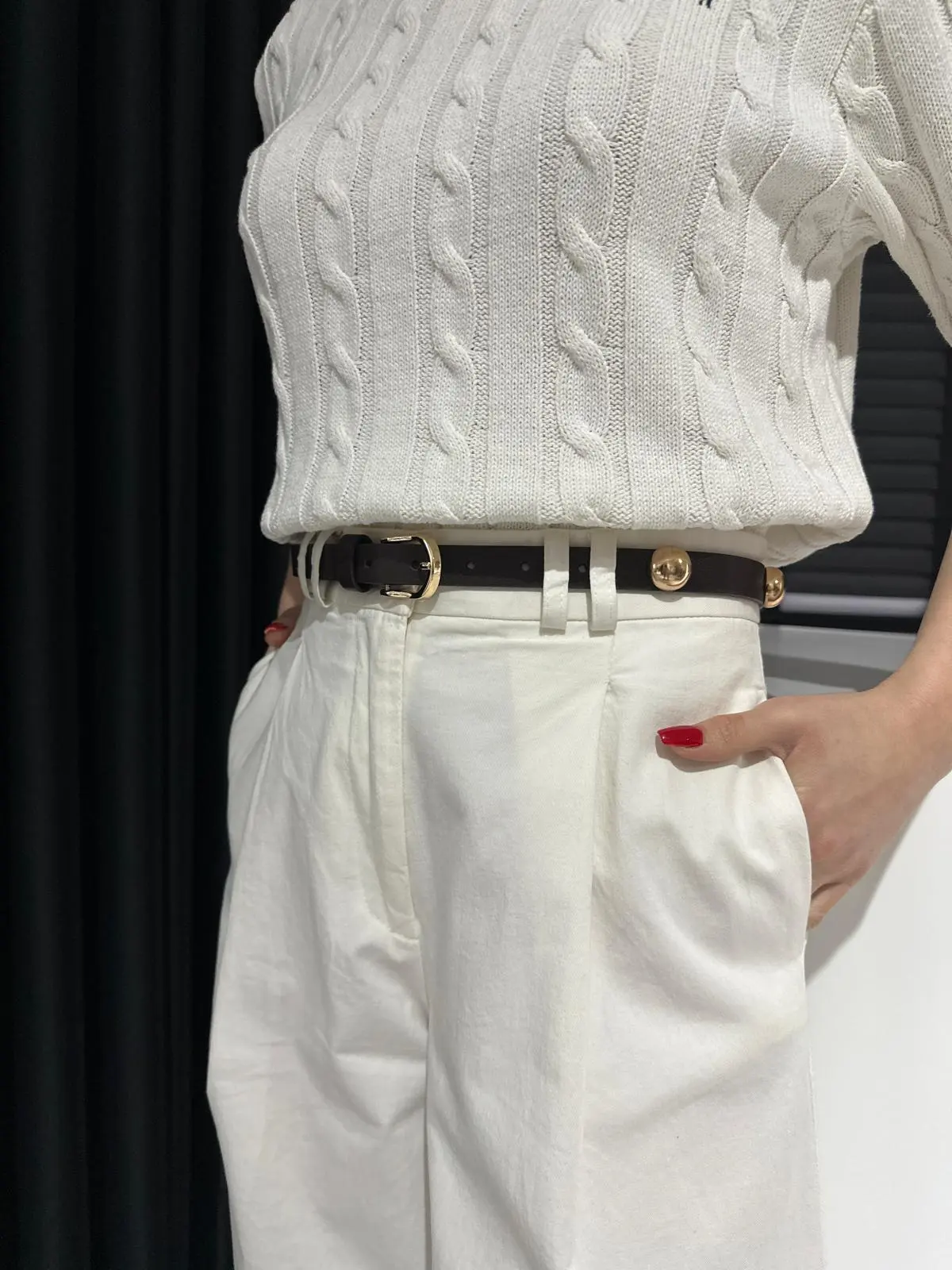 DROPE DETAYLI ACI KAHVE KEMER