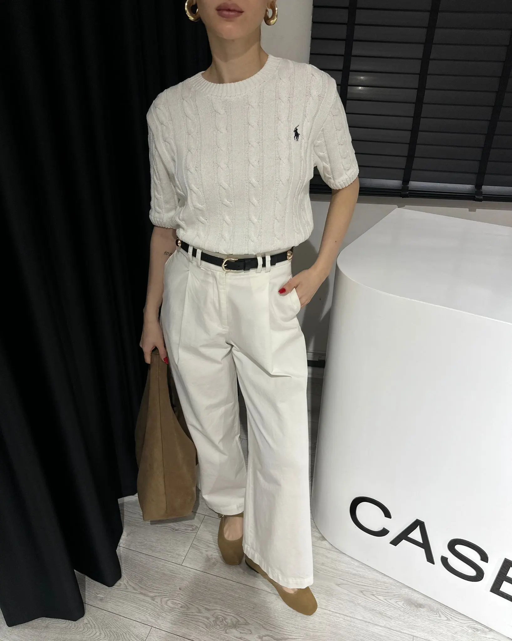 EKRU YARIM KOL POLO TRİKO