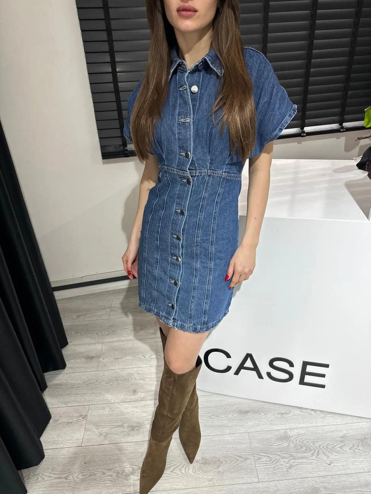 ZR.DENİM DÜĞMELİ ELBİSE