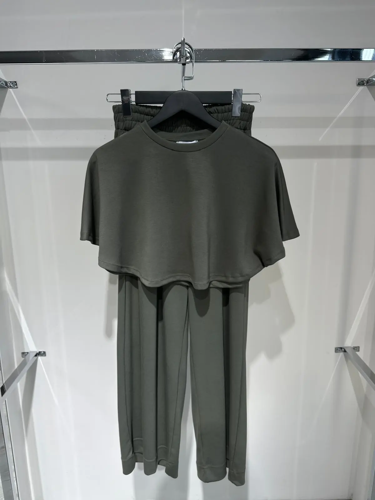 HAKİ BOL PAÇA PANTOLON CROP TAKIM