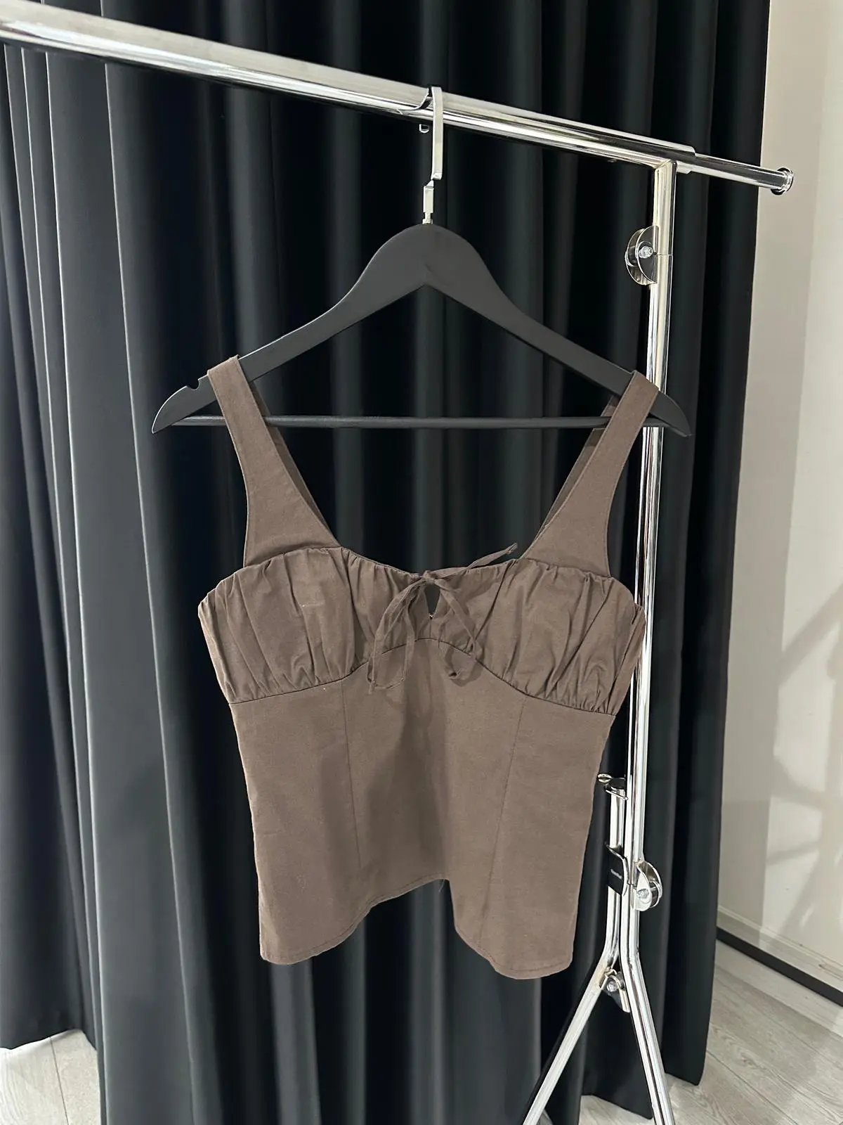 KALIN ASKILI KAHVE BLUZ