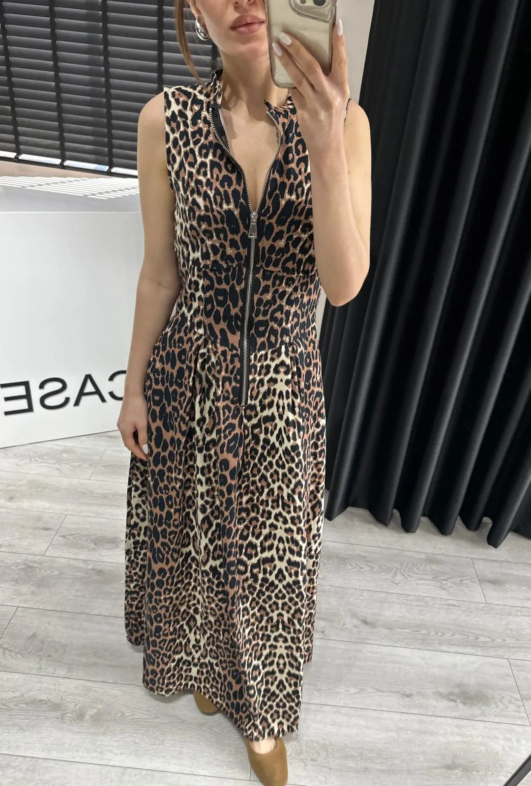 LEOPAR MAXİ DENİM ELBİSE