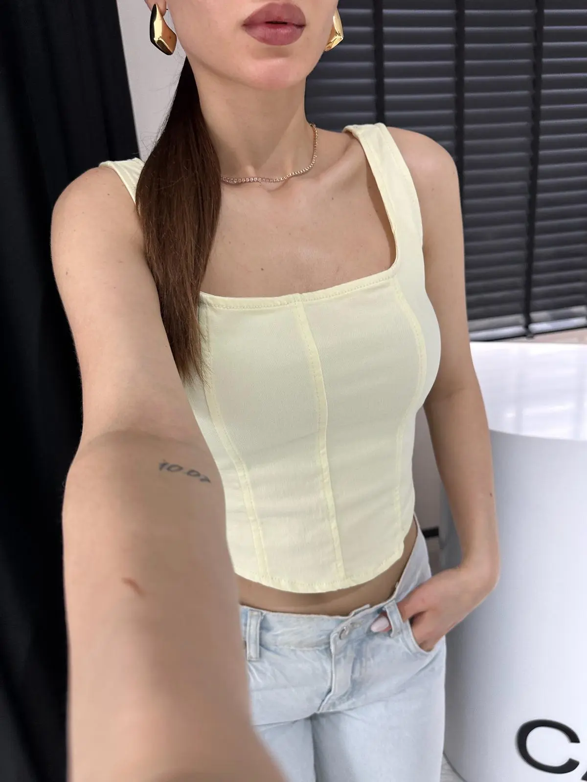 KORSE ASKILI SOFT SARI CROP