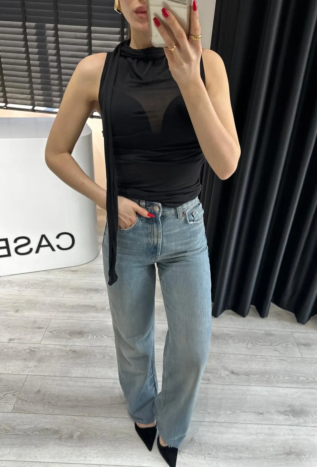 ŞALLI TRANSPARAN BLUZ