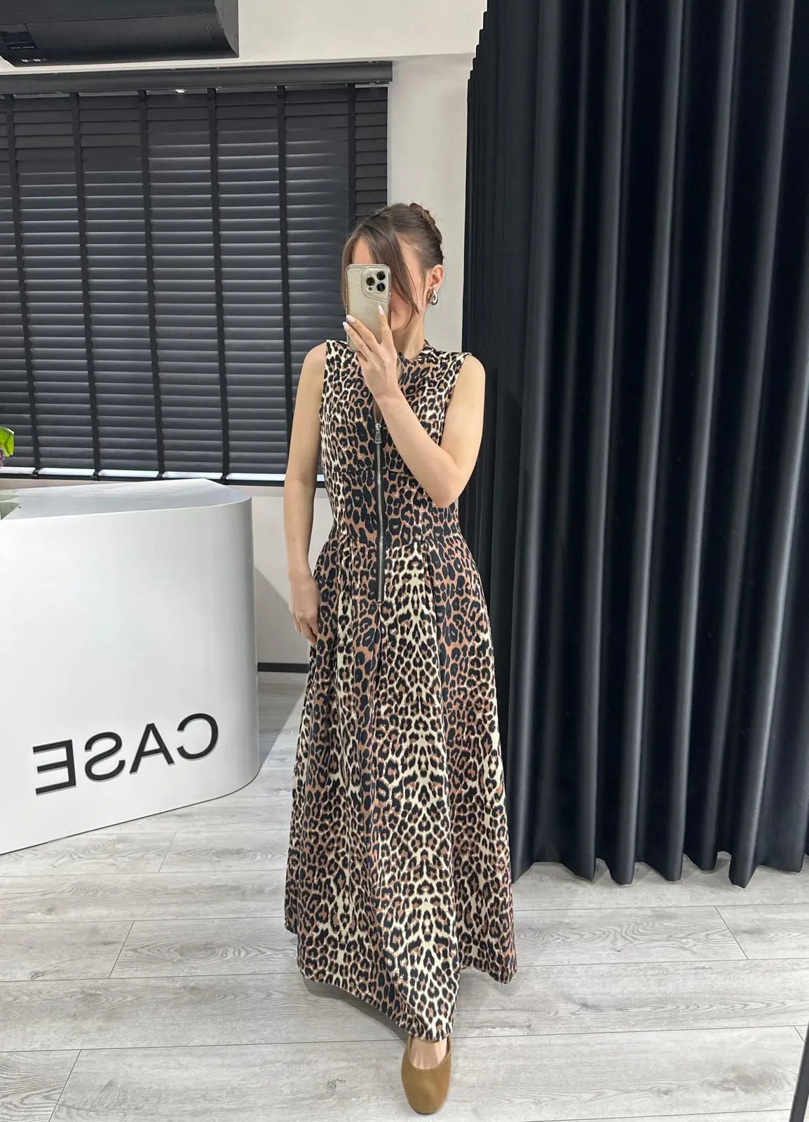 LEOPAR MAXİ DENİM ELBİSE