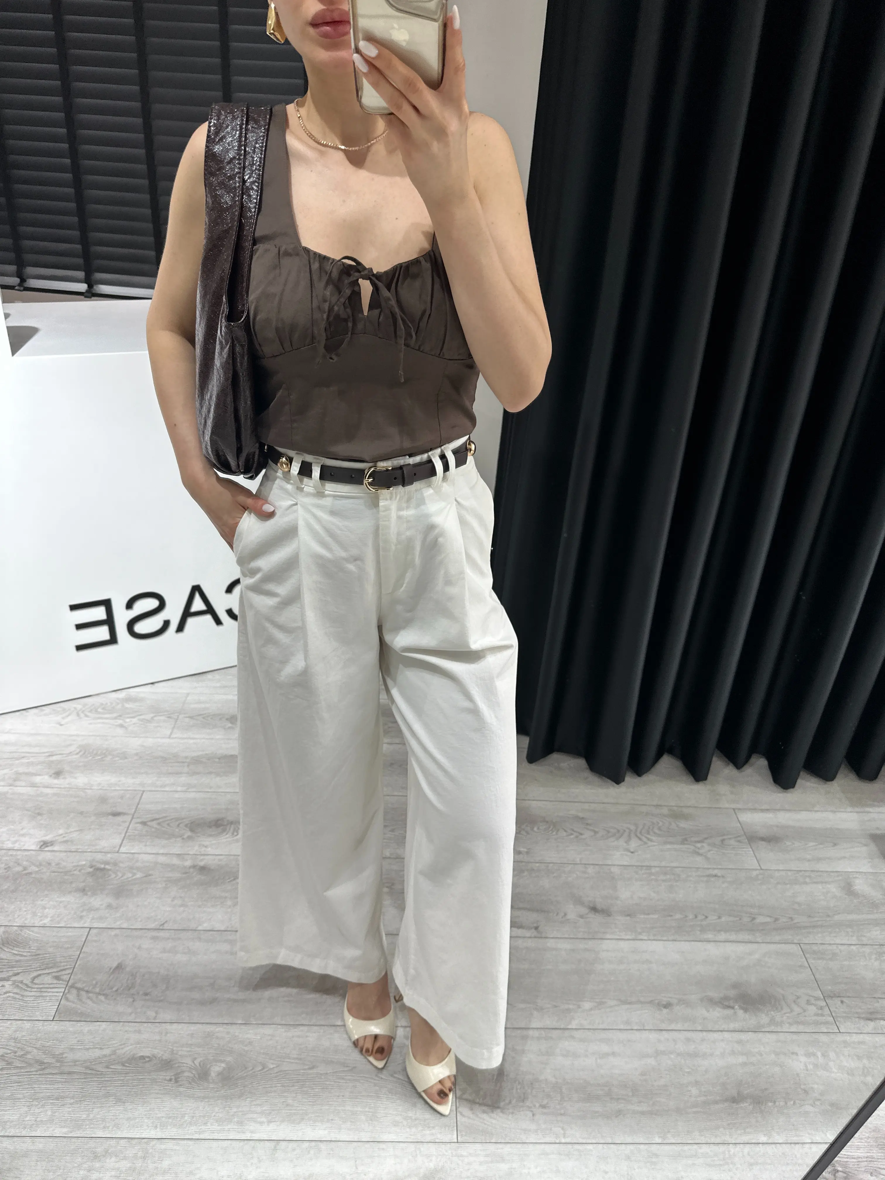 KALIN ASKILI KAHVE BLUZ