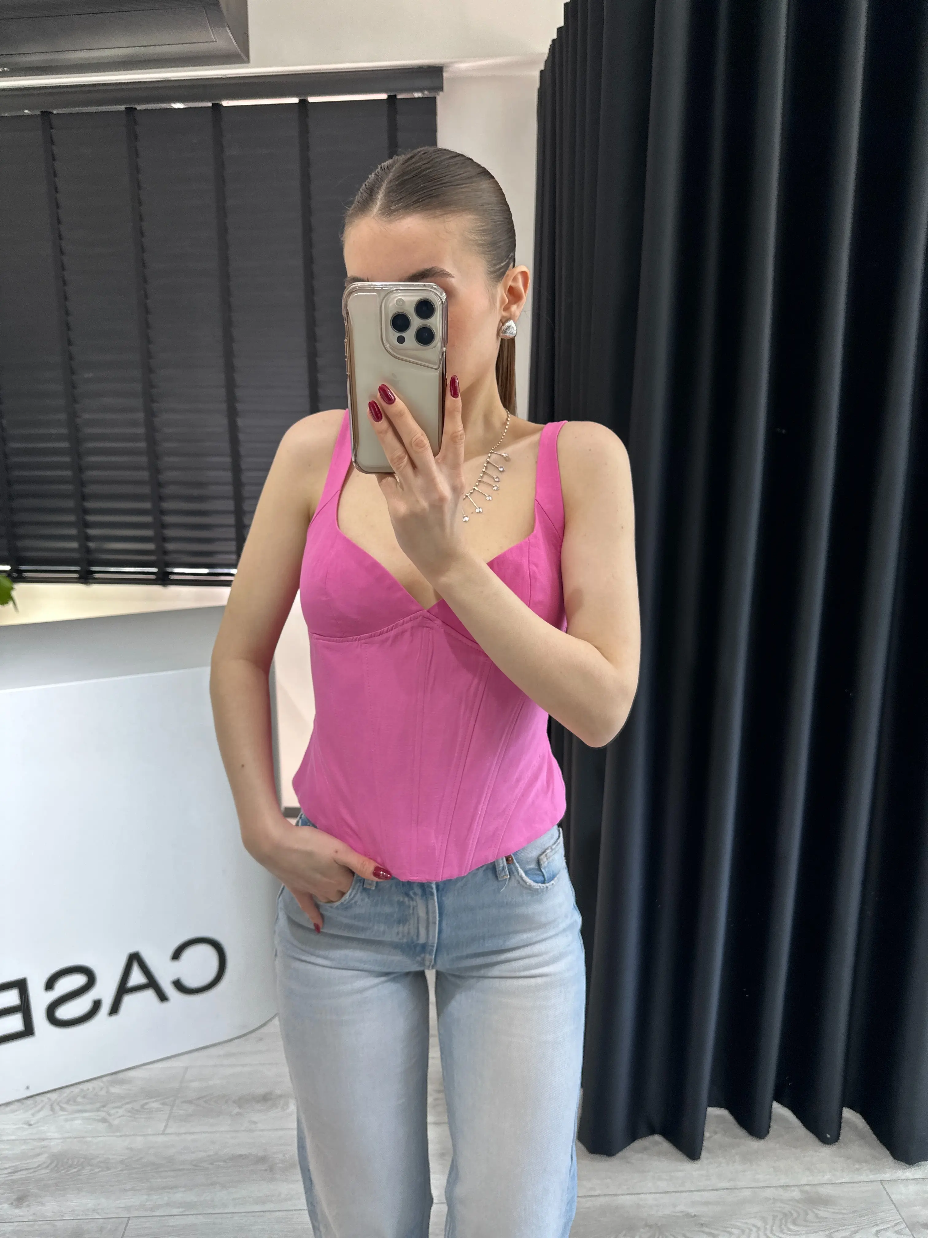ORJ. MARKA PEMBE KORSE BLUZ
