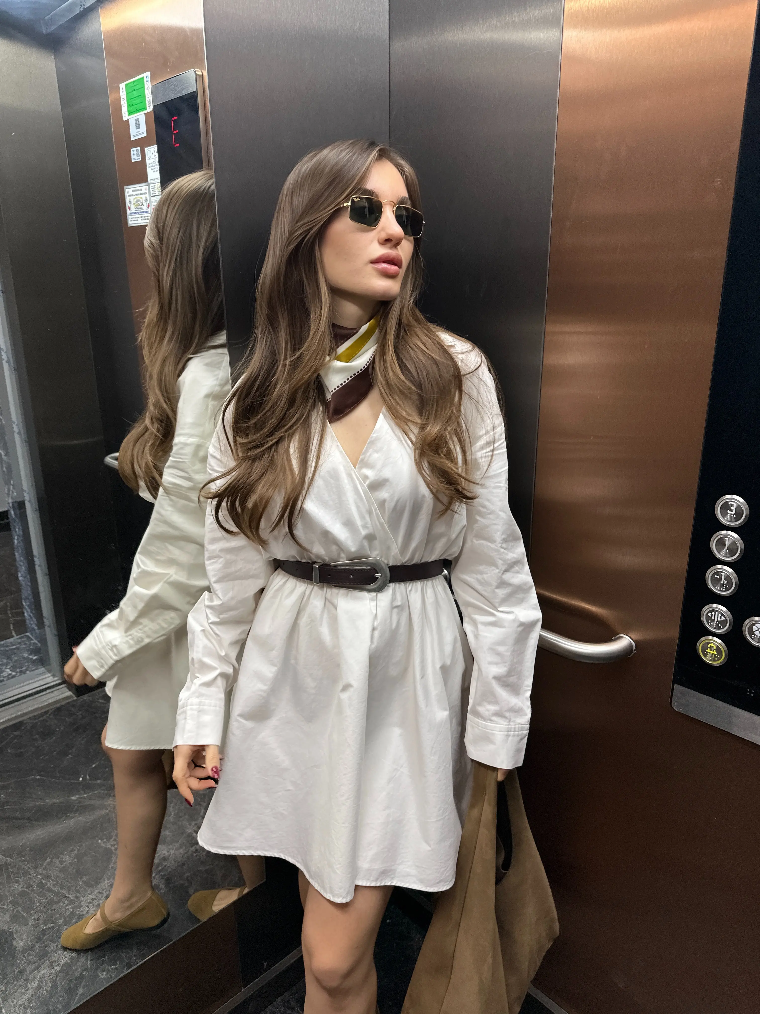 KRUVAZE YAKA BEYAZ POPLİN ELBİSE