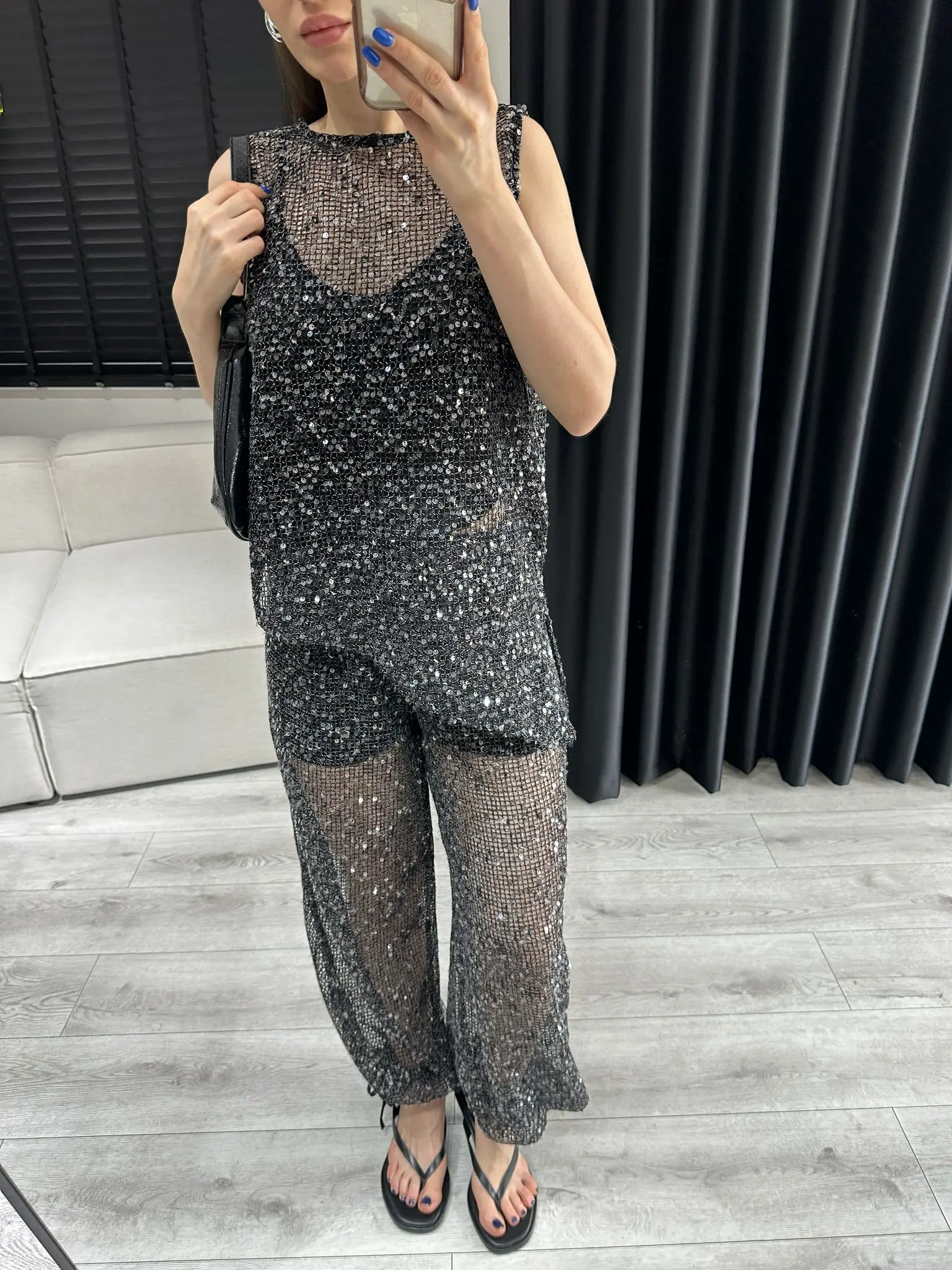 PULLU FİLE ŞALVAR PANTOLON 