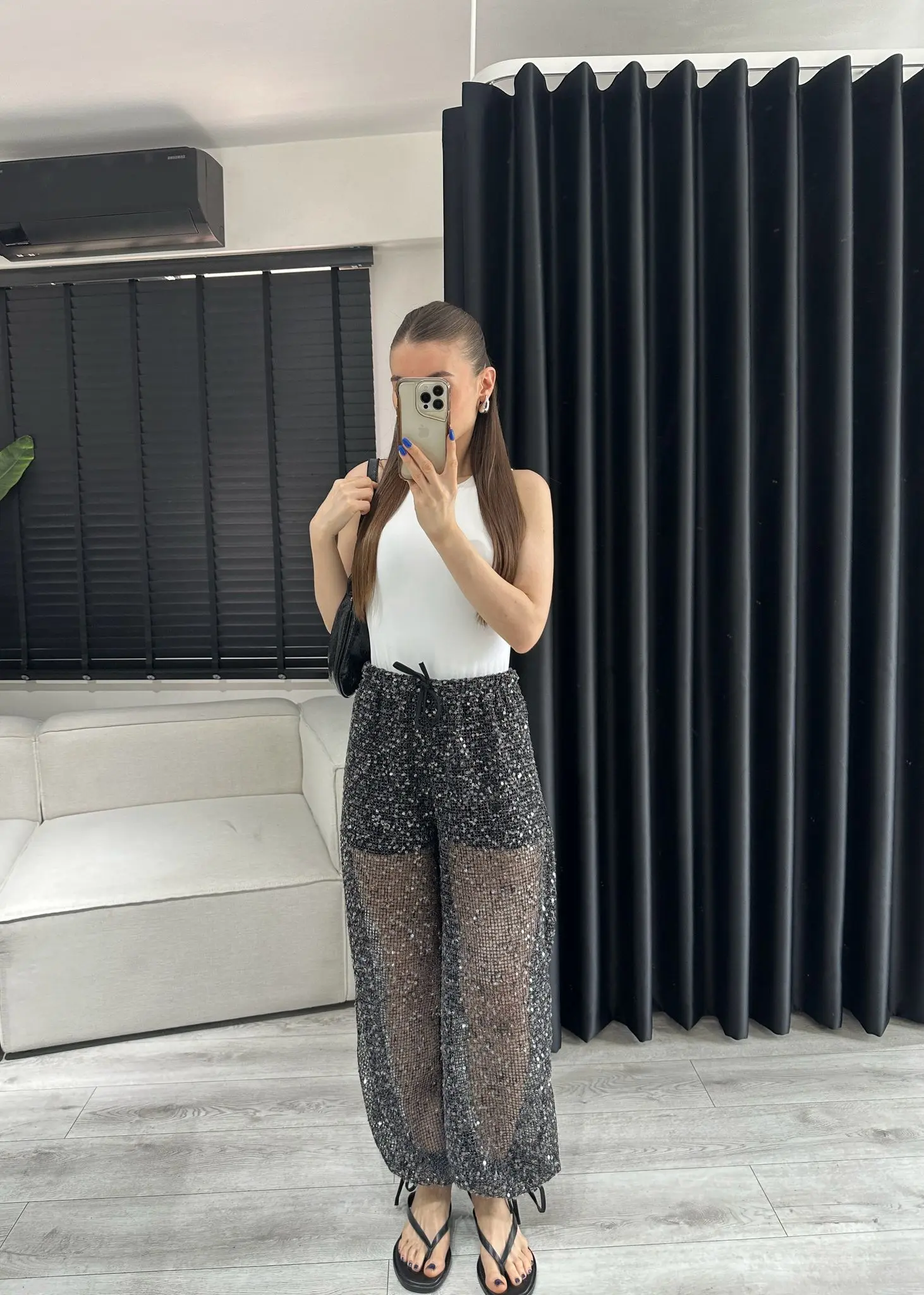 PULLU FİLE ŞALVAR PANTOLON 