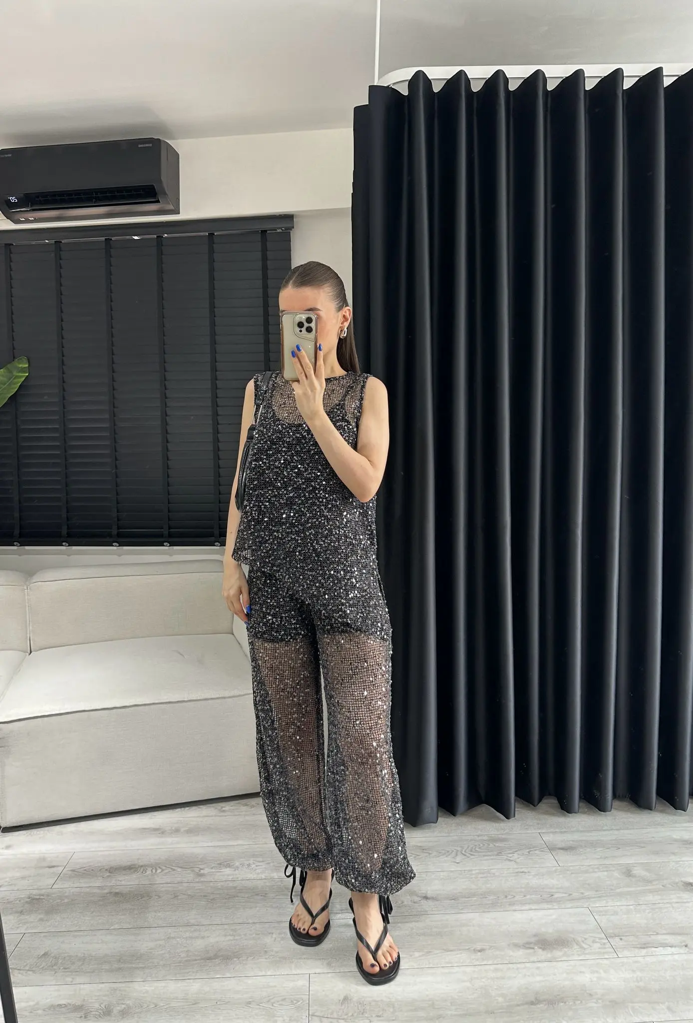 PULLU FİLE ŞALVAR PANTOLON 