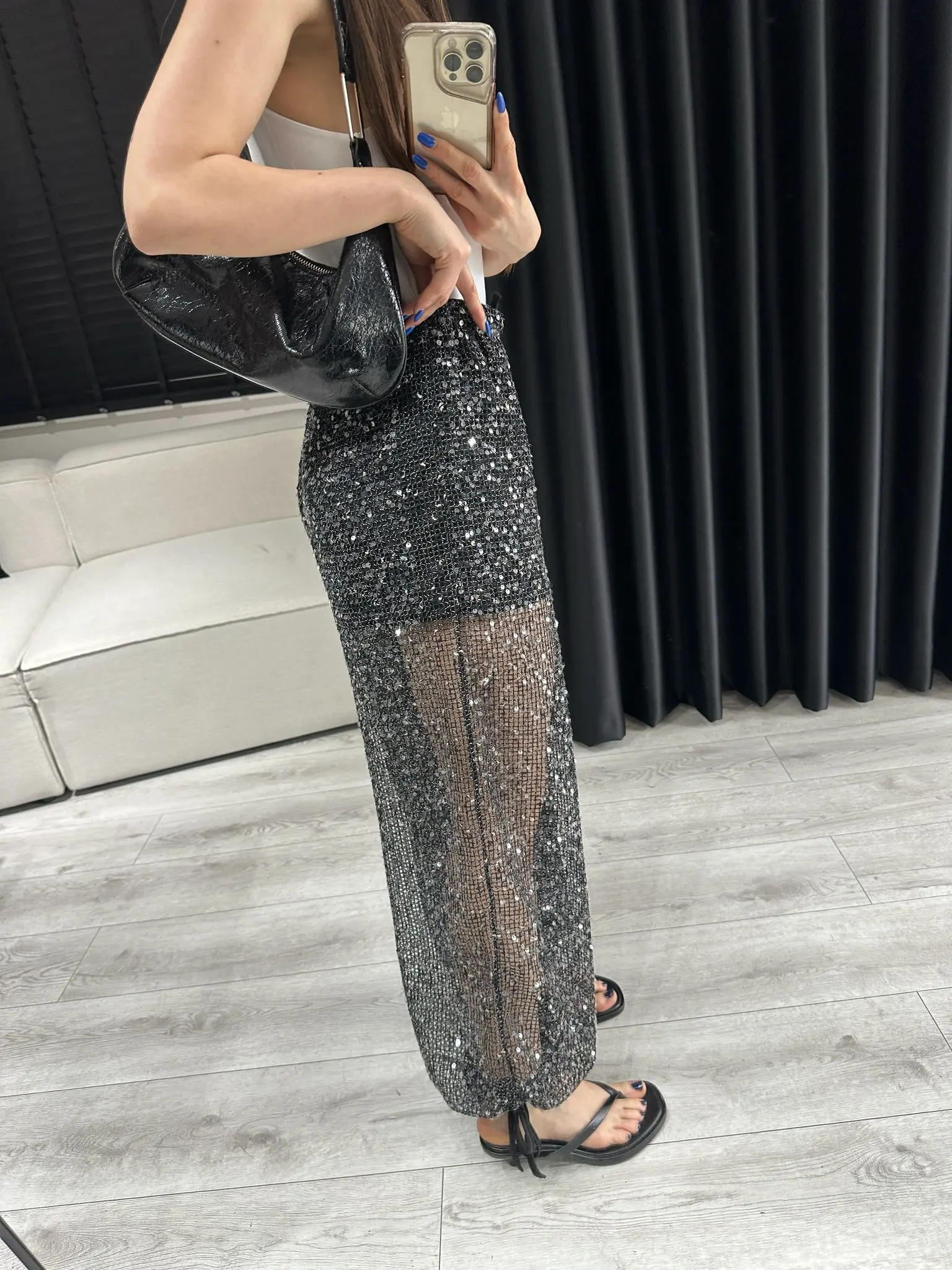 PULLU FİLE ŞALVAR PANTOLON 