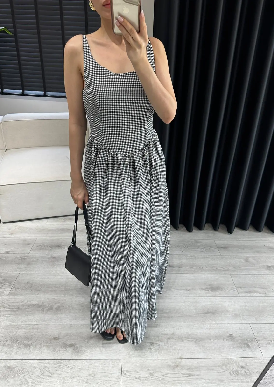 PÖTİKARELİ MAXİ ELBİSE