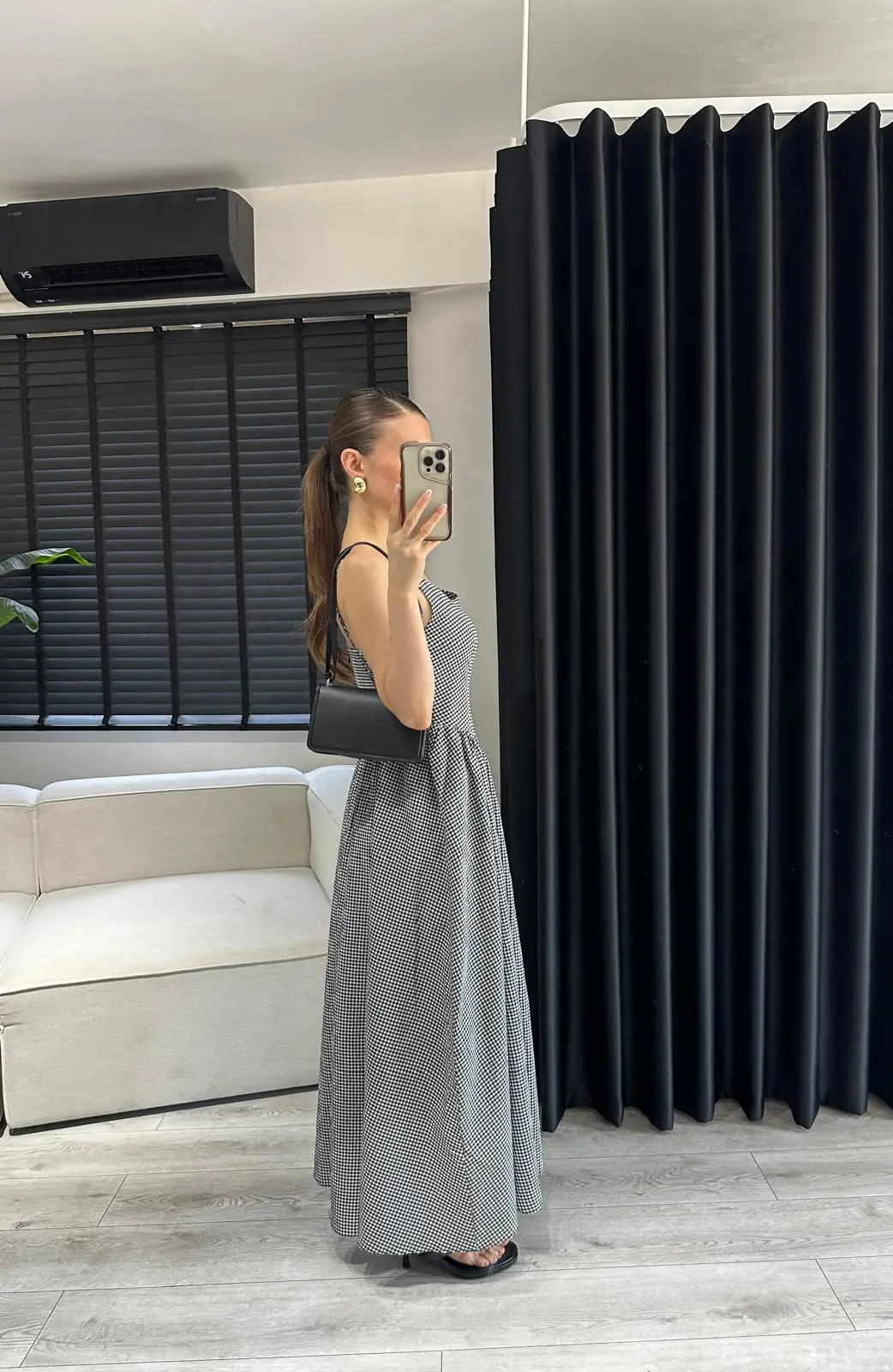 PÖTİKARELİ MAXİ ELBİSE