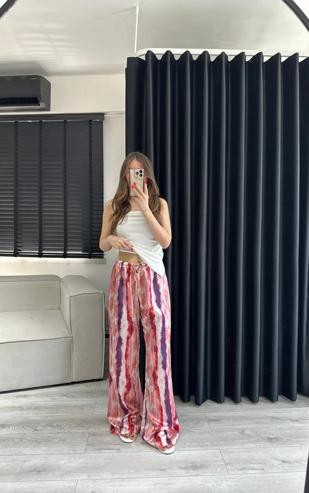 RENKLİ SATEN PANTOLON 